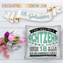 Kissen zum 18. Geburtstag - Jung, Wild &amp; Frei