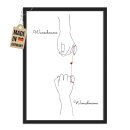 Fotodruck mit Bilderrahmen - Herz H&auml;nde - mit Namen...