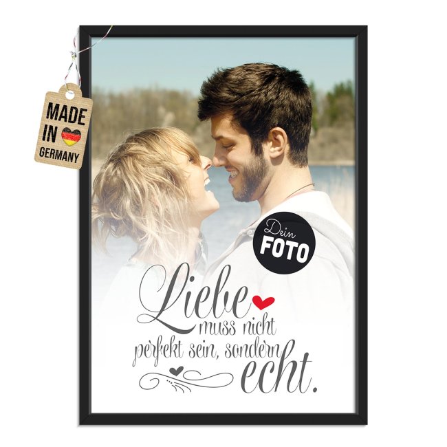 Fotodruck mit Bilderrahmen - Liebe - mit Foto - 2 verschiedene Gr&ouml;&szlig;en
