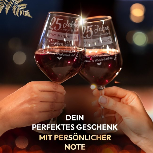 Rotweinglas mit Gravur zur Silberhochzeit - 25 Jahre - was f&uuml;r ein Spa&szlig; - mit Name