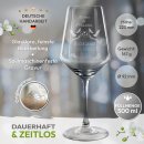 Rotweinglas mit Gravur - Tauben - mit Namen &amp; Datum