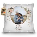 Kissen - Blumenkranz - mit Foto &amp; Namen