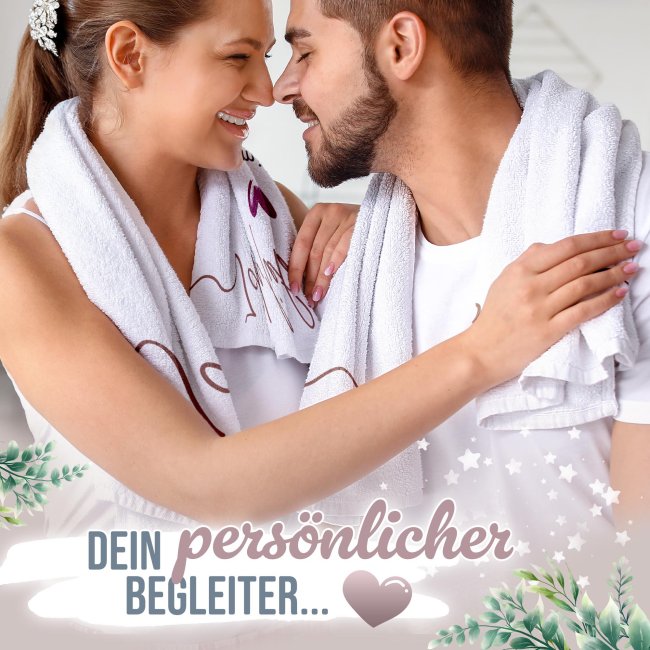 Handtuch - Ich liebe Dich - mit Namen &amp; Datum - in 2 Gr&ouml;&szlig;en