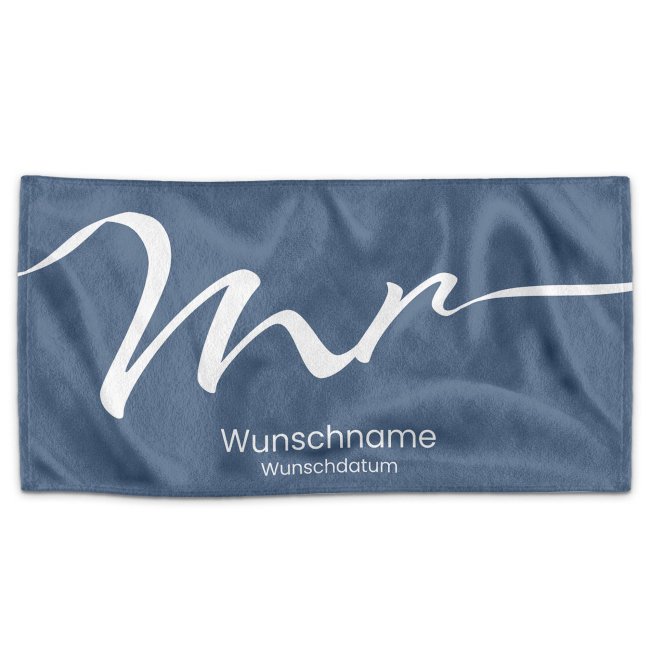 Paar-Handtuch zur Hochzeit - Mr. &amp; Mrs. - mit Name &amp; Datum - in 2 Gr&ouml;&szlig;en