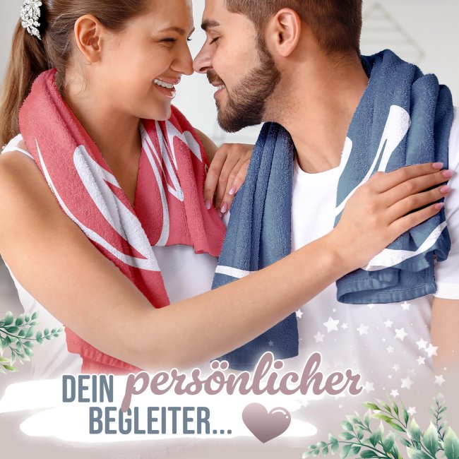 Paar-Handtuch zur Hochzeit - Mr. &amp; Mrs. - mit Name &amp; Datum - in 2 Gr&ouml;&szlig;en