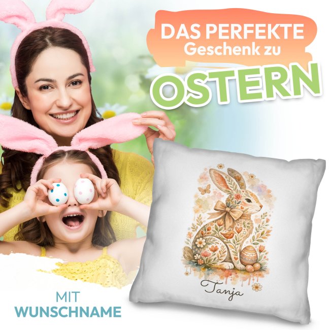 Personalisiertes Oster-Kissen - Hase - mit Name - Verschiedene Farben