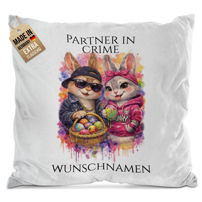 Personalisiertes Oster-Kissen - Partner in crime - mit Name - Verschiedene Farben