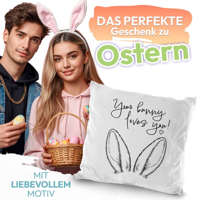 Personalisiertes Oster-Kissen - Your bunny loves you - Verschiedene Farben