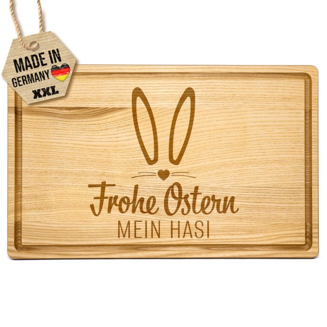 Gro&szlig;es Schneidebrett mit Gravur - Frohe Ostern mein Hasi - 40 x 25 cm