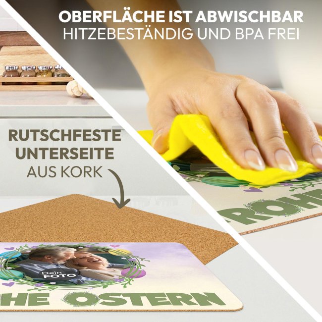 Platzset Ostern mit Foto selbst gestalten - Frohe Ostern Kranz