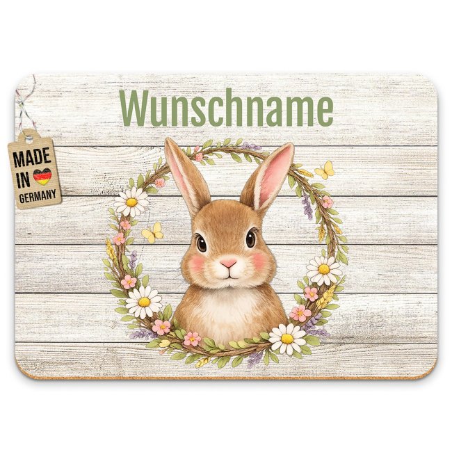 Platzset Ostern mit Name selbst gestalten - Osterkranz Hase