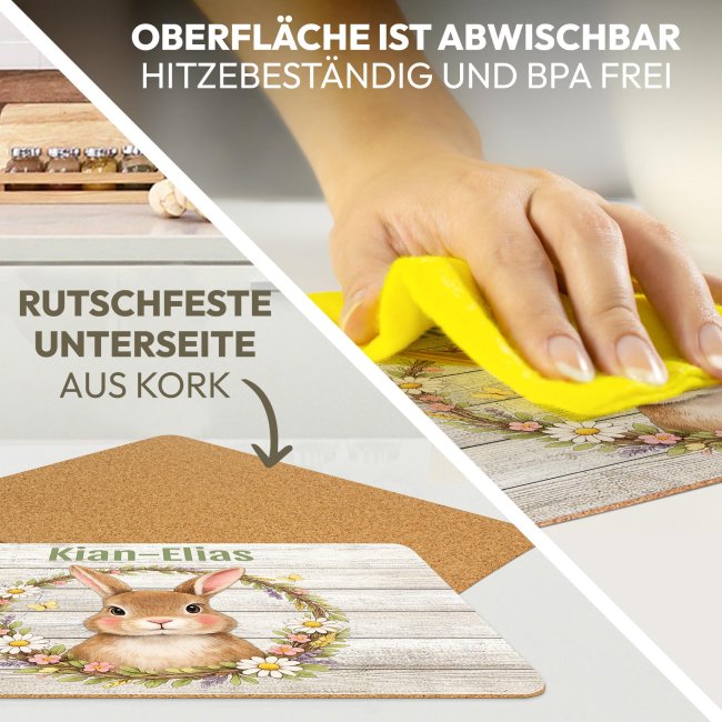 Platzset Ostern mit Name selbst gestalten - Osterkranz Hase