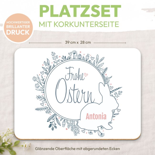 Platzset Ostern mit Name selbst gestalten - Frohe Ostern Hase