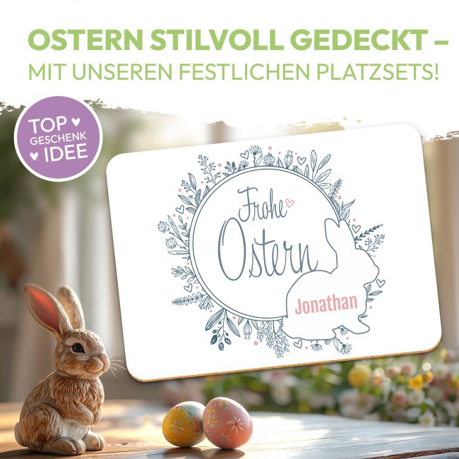 Platzset Ostern mit Name selbst gestalten - Frohe Ostern Hase