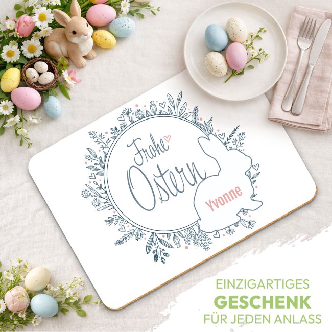 Platzset Ostern mit Name selbst gestalten - Frohe Ostern Hase