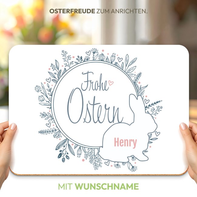 Platzset Ostern mit Name selbst gestalten - Frohe Ostern Hase