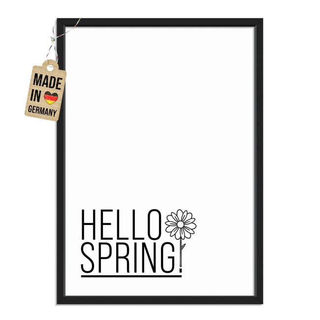 Fotodruck zum Fr&uuml;hling mit Bilderrahmen - Hello spring - 2 verschiedene Gr&ouml;&szlig;en