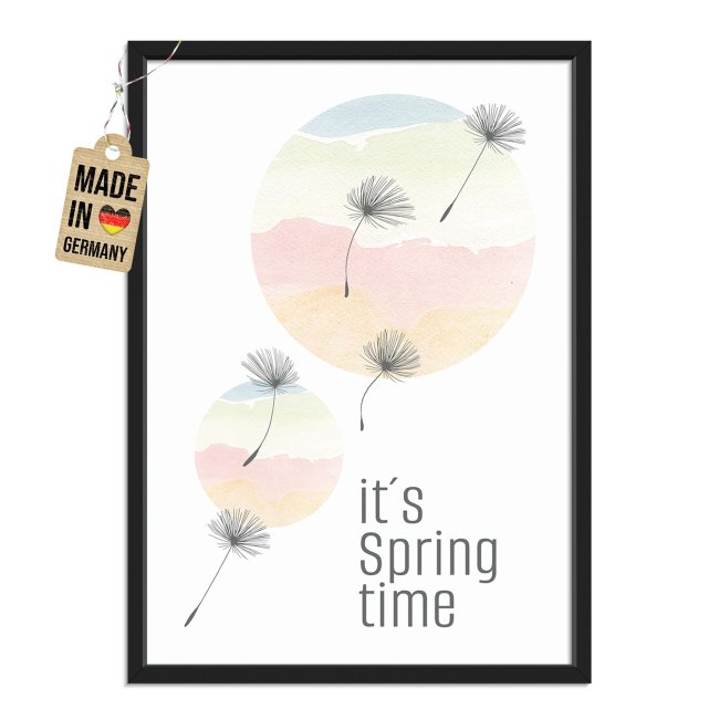 Fotodruck zum Fr&uuml;hling mit Bilderrahmen - Its spring time - 2 verschiedene Gr&ouml;&szlig;en