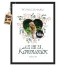 Fotodruck zur Kommunion - Herz - mit Foto, Name &amp;...