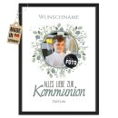 Fotodruck zur Kommunion - Kreis - mit Foto, Name &amp;...