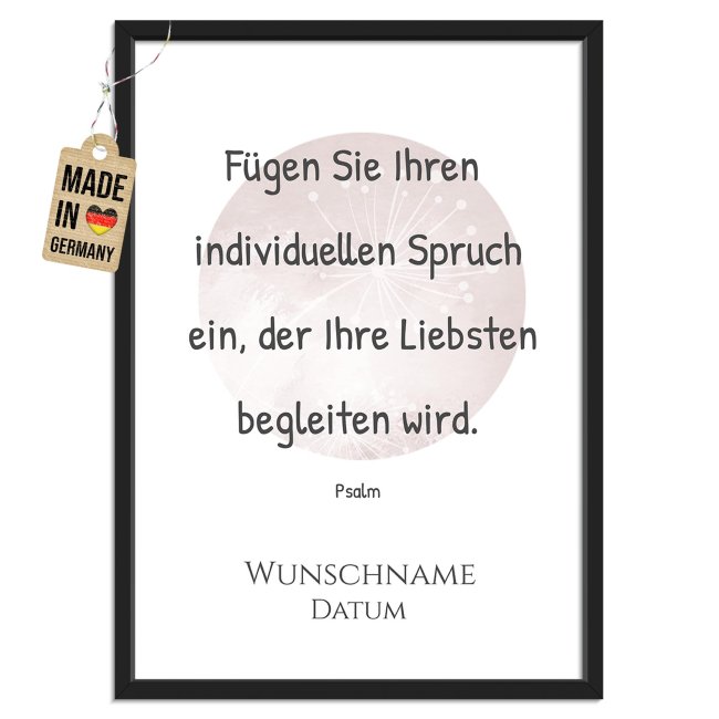Fotodruck - Pusteblume - mit Name, Datum &amp; Wunschtext - Fotopapier