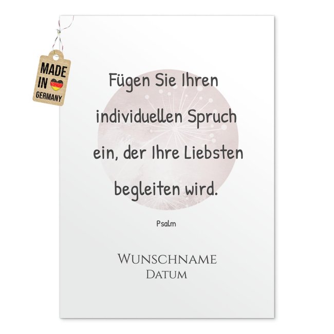Poster - Pusteblume - mit Name, Datum &amp; Wunschtext - 250 g/m&sup2; Fotopapier, A4 Hochformat