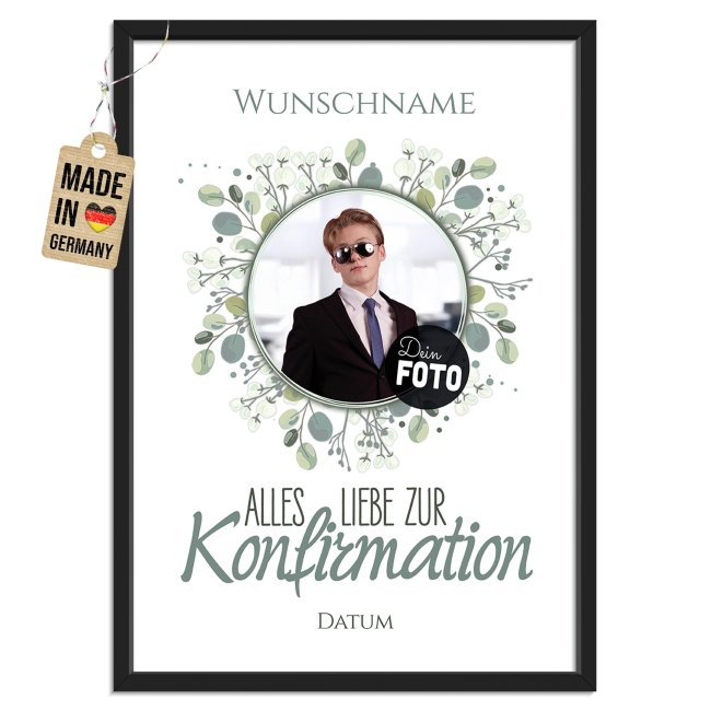 Fotodruck zur Konfirmation - Herz - mit Foto, Name &amp; Datum - Fotopapier