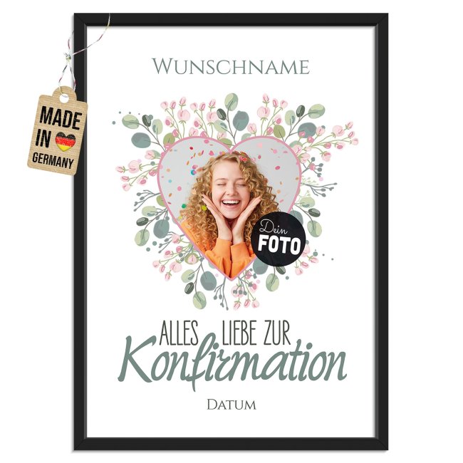 Fotodruck zur Konfirmation - Kreis - mit Foto, Name &amp; Datum - Fotopapier
