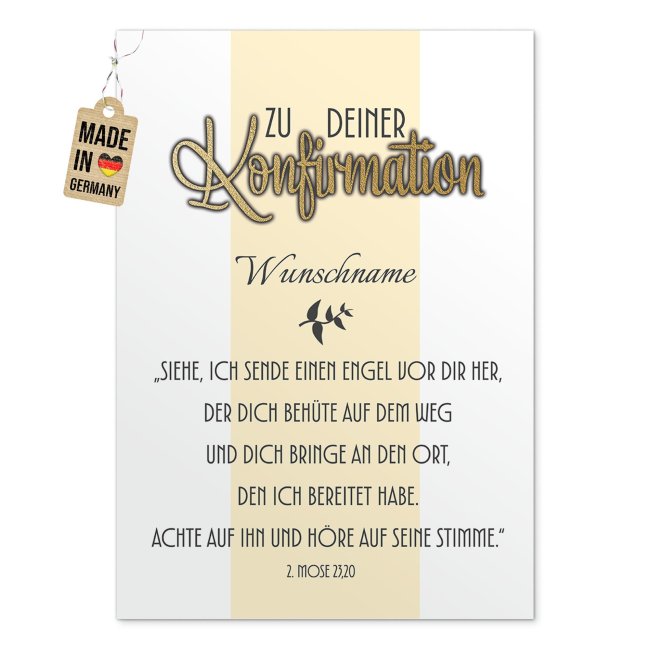 Poster zur Konfirmation - 2.Mose 23,20 - Ich sende einen Engel - mit Name &amp; Datum - 250 g/m&sup2; Fotopapier, A4 Hochformat