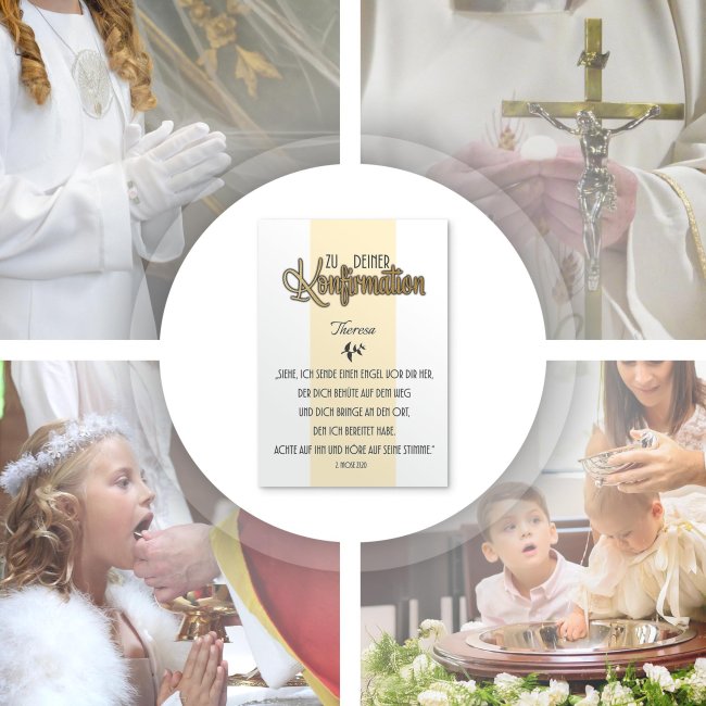 Poster zur Konfirmation - 2.Mose 23,20 - Ich sende einen Engel - mit Name &amp; Datum - 250 g/m&sup2; Fotopapier, A4 Hochformat