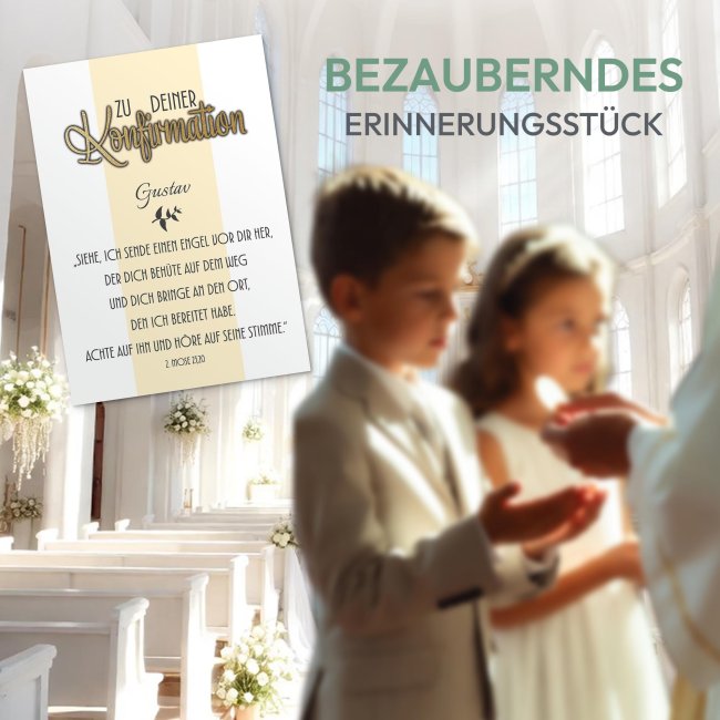 Poster zur Konfirmation - 2.Mose 23,20 - Ich sende einen Engel - mit Name &amp; Datum - 250 g/m&sup2; Fotopapier, A4 Hochformat