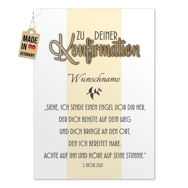Poster zur Konfirmation - 2.Mose 23,20 - Ich sende einen Engel - mit Name &amp; Datum - 250 g/m&sup2; Fotopapier, A4 Hochformat