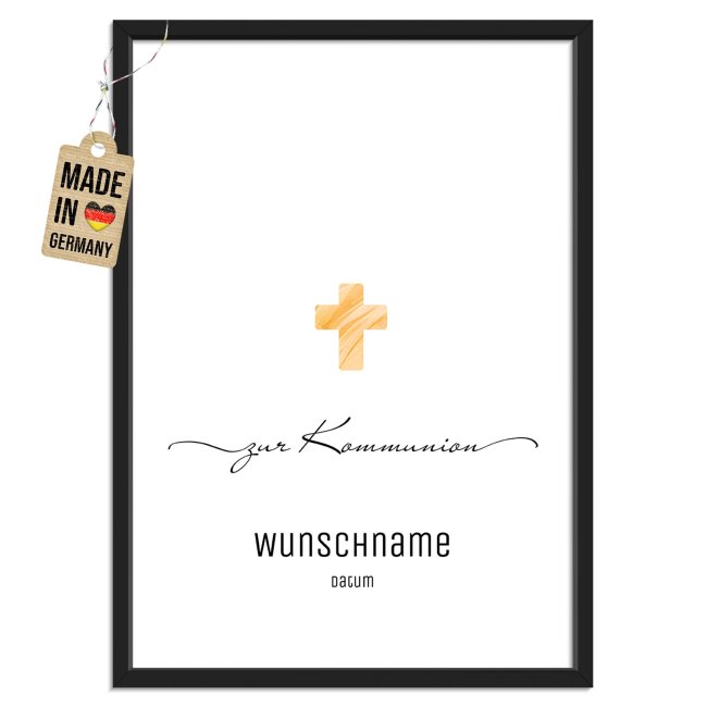 Fotodruck zur Kommunion - Modernes Kreuz - mit Name &amp; Datum
