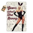 Blechschild mit Spruch - Guess who? The Bunny - Retro...