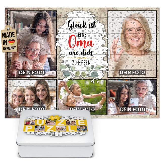 Foto-Puzzle f&uuml;r die Oma  - Gl&uuml;ck ist - 1000 Teile in Metalldose