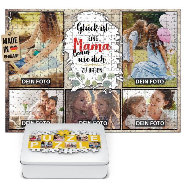 Foto-Puzzle f&uuml;r die Bonusmama  - Gl&uuml;ck ist - 500 Teile in Metalldose