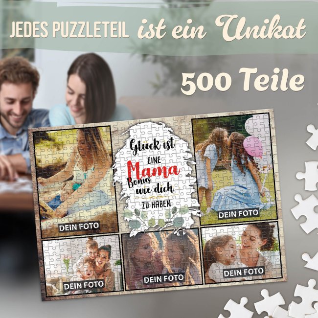 Foto-Puzzle f&uuml;r die Bonusmama  - Gl&uuml;ck ist - 500 Teile in Karton