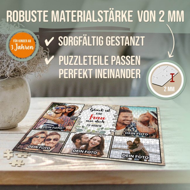 Foto-Puzzle f&uuml;r die Frau  - Gl&uuml;ck ist - 500, 1000 oder 2000 Teile in