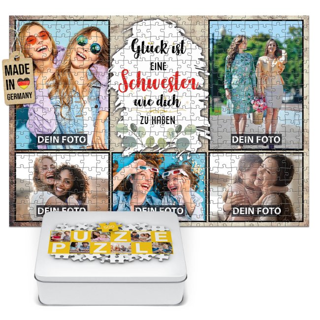 Foto-Puzzle f&uuml;r die Schwester  - Gl&uuml;ck ist - 500, 1000 oder 2000 Teile in