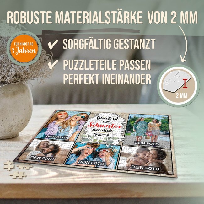Foto-Puzzle f&uuml;r die Schwester  - Gl&uuml;ck ist - 500, 1000 oder 2000 Teile in