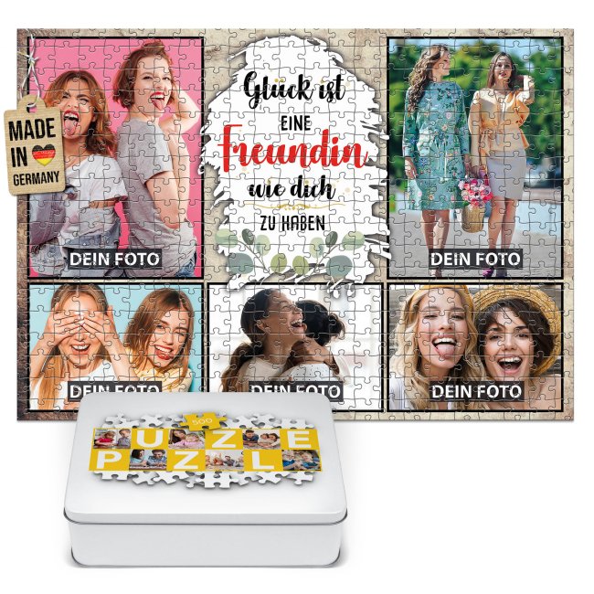 Foto-Puzzle f&uuml;r die Freundin  - Gl&uuml;ck ist - 500 Teile in Metalldose
