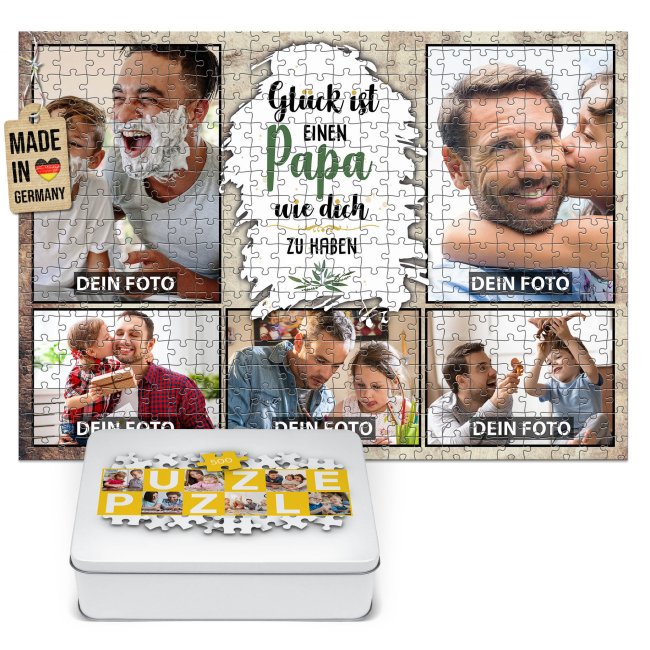 Foto-Puzzle f&uuml;r den Papa  - Gl&uuml;ck ist - 500 Teile in Metalldose