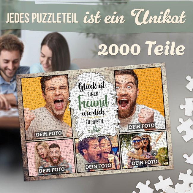 Foto-Puzzle f&uuml;r den Freund  - Gl&uuml;ck ist - 2000 Teile in Metalldose