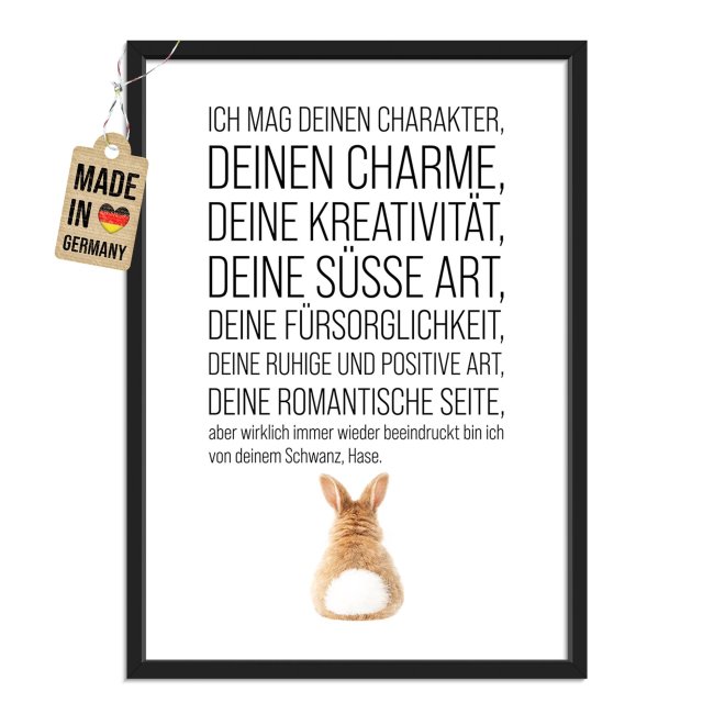 Fotodruck mit Bilderrahmen - Ich mag deinen Charakter, Hase
