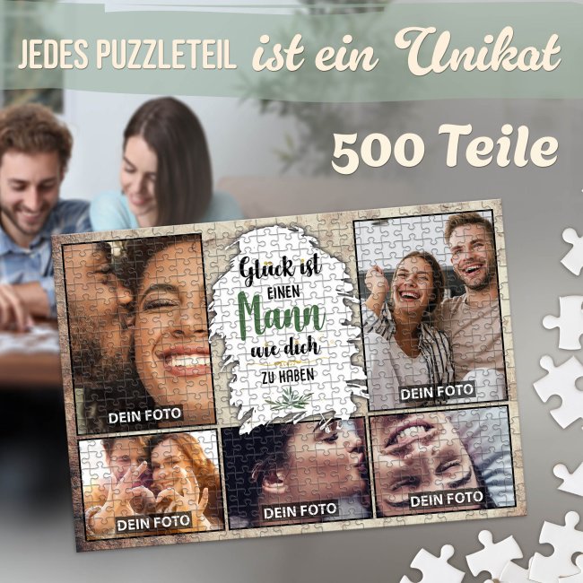 Foto-Puzzle f&uuml;r den Mann  - Gl&uuml;ck ist - 500 Teile in Karton