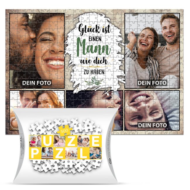 Foto-Puzzle f&uuml;r den Mann  - Gl&uuml;ck ist - 500 Teile in Karton