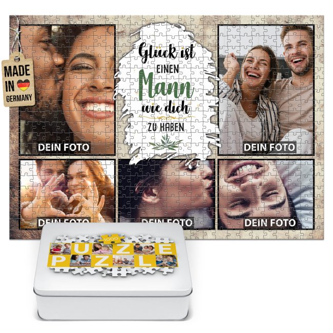 Foto-Puzzle f&uuml;r den Mann  - Gl&uuml;ck ist - 1000 Teile in Metalldose