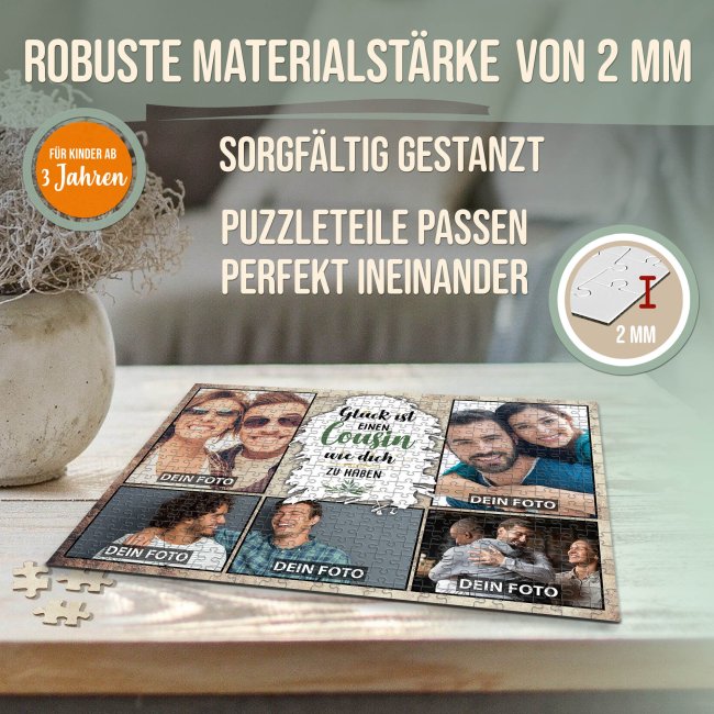 Foto-Puzzle f&uuml;r den Cousin  - Gl&uuml;ck ist - 500, 1000 oder 2000 Teile in