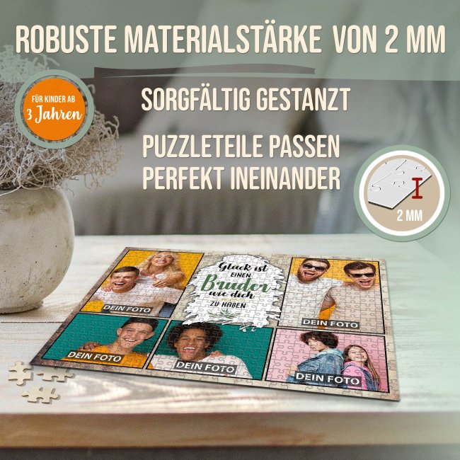 Foto-Puzzle f&uuml;r den Bruder  - Gl&uuml;ck ist - 500, 1000 oder 2000 Teile in