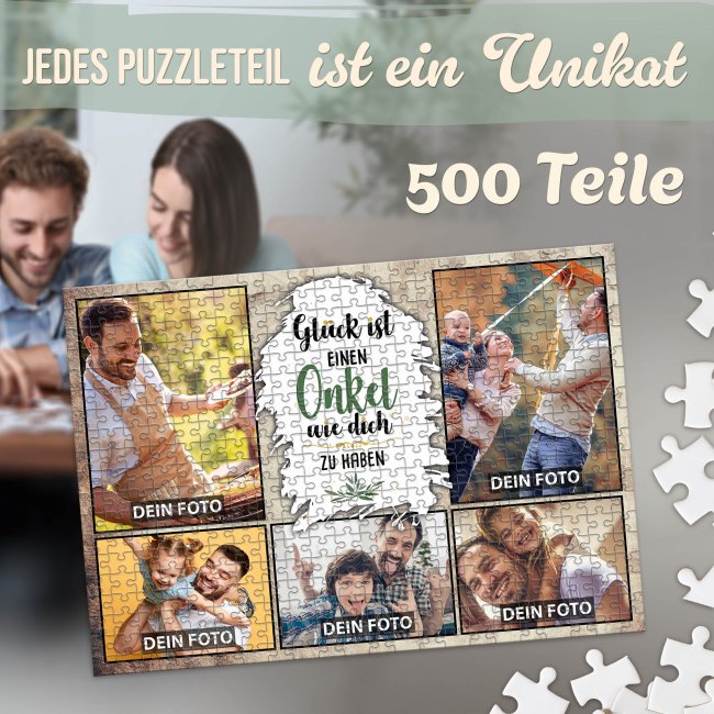 Foto-Puzzle f&uuml;r den Onkel  - Gl&uuml;ck ist - 500 Teile in Karton
